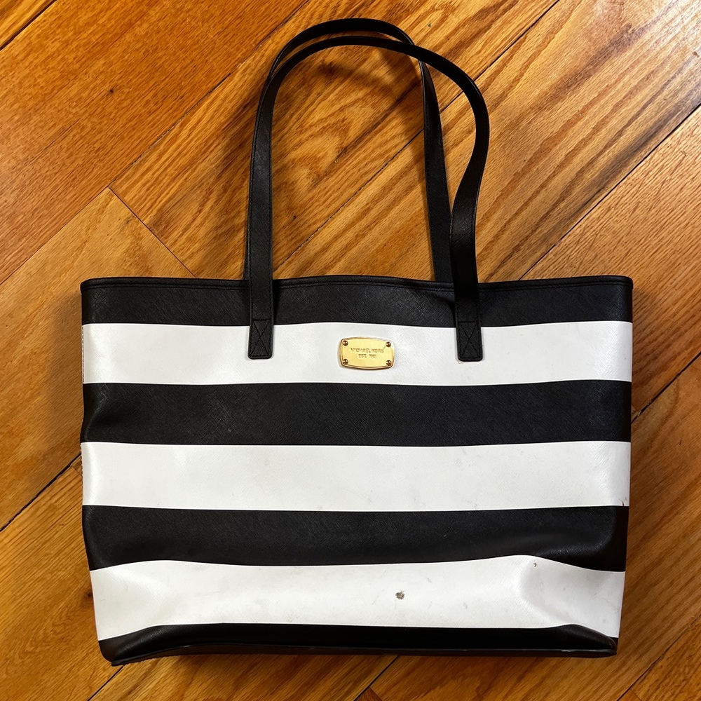 Black and white striped Michael kors bag!